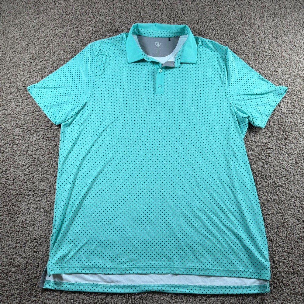 Graham Luxe Turquoise Geometric Golf Polo Shirt‎ mens 2XL streetwear preppy tall - Picture 2 of 10